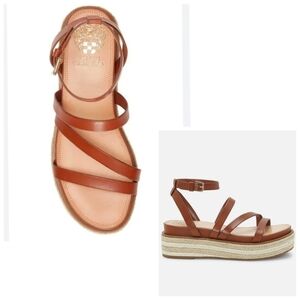 Vince Camuto Aevie Espadrille Brown Leather Sandals